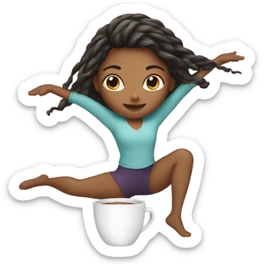 Girl doing a split with a cup on her hair sticker