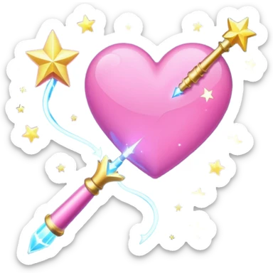 pink heart shooting star effect on end of a wand sticker