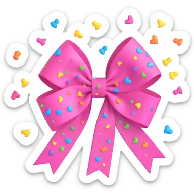 pink bow with confetti burst background sticker