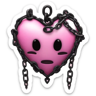 Pink and black gothic heart with chains  sticker