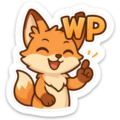 proud and happy fox emote for twitch saying WP (well played), confident and bright sticker