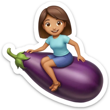 girl riding eggplant  sticker