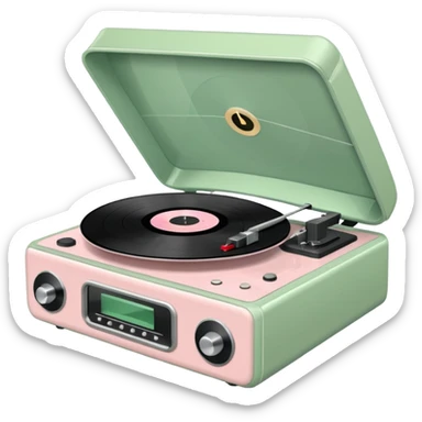 Vintage pale pink and sage vinyl player sticker