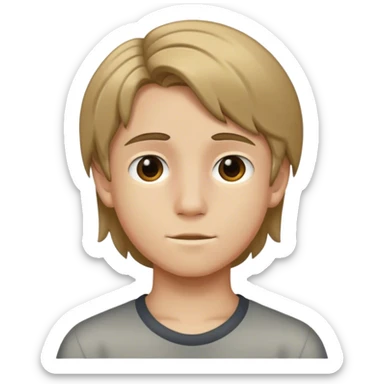 13 year old boy with a middle part, dark blonde hair sticker