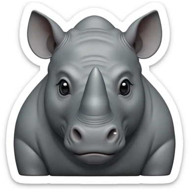 cinematic-noble--rhinoceros-portrait-emoji,slate-grey-hide--poised-and-regal,-with-a-massive,-powerful-build-and-a-thick, -deep-set-soulful-piercing-eyes,-simplified-yet-sharp-and-sophisticated-features,-highly-detailed,-large-black-eyes, zoomed out showing shoulders sticker