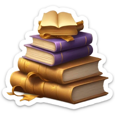 pile of books and magic spell scrolls sticker
