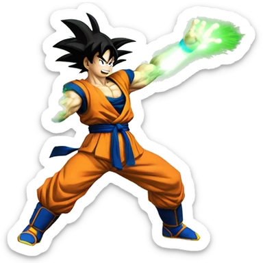Goku kamehameha green sticker