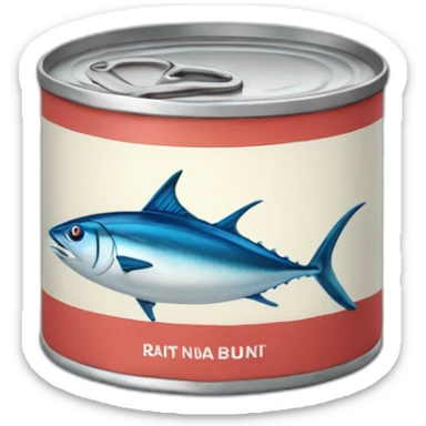 Realistic small can of tuna showing the shape of a boat only blue colors sticker