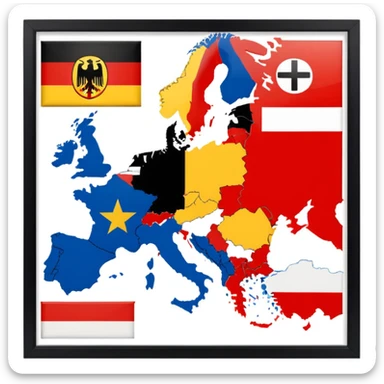 Germania divisa con bandiera L: US sud-ovest (Monaco, Francoforte), UK nord-ovest (Amburgo, Colonia), URSS est (Berlino Est, Dresda), France sud-ovest (Stoccarda, Friburgo) sticker