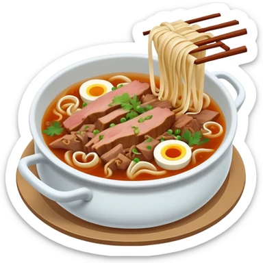 Beshbarmak, traditional Kazakh dish with flat noodles and meat sticker