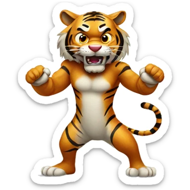 angry tiger on hind legs sticker