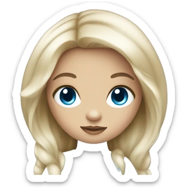 Doll with black long hair and blue eyes sticker