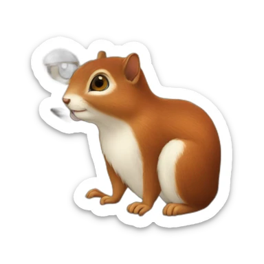 squirrel whispers something in the cat's ear sticker