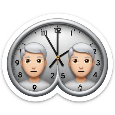 A person being pulled in two opposite directions by clocks sticker