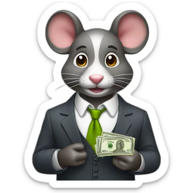 raton con traje y dinero sticker