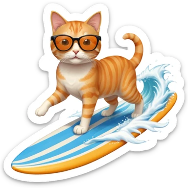 cat with sunglasses surfing a wave sticker