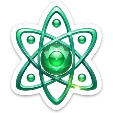 glitter green atomic symbol sticker