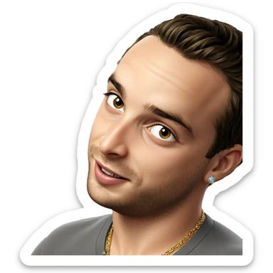 smiling boy with jewelry sticker