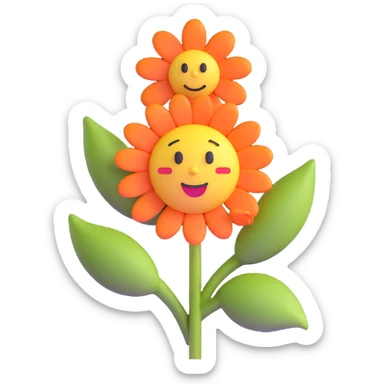 sad flower with a sad face sticker