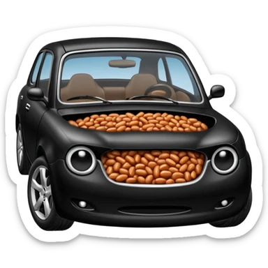Car with beans in it and stuck in tar sticker