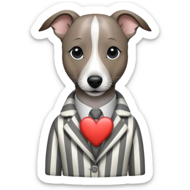 brindle stripes grey whippet hearts sticker