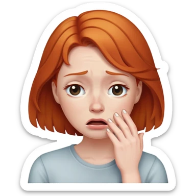 Crying ginger haired woman cute sticker