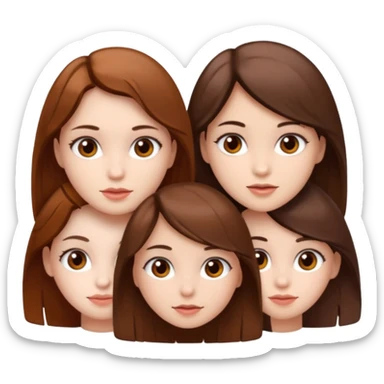 Three girls white skin brown eyes and brown hair  sticker