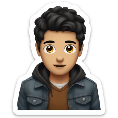 Heart with a black hair and brown eye boy insinde sticker