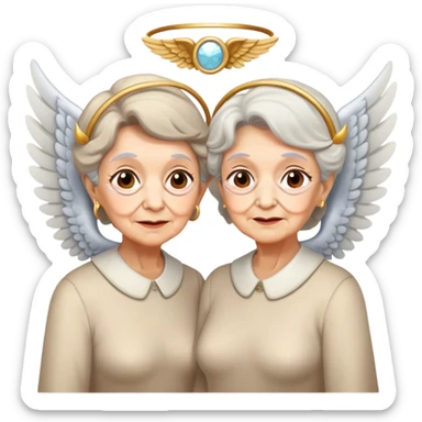 Two twin old ladies with halos and wings sticker