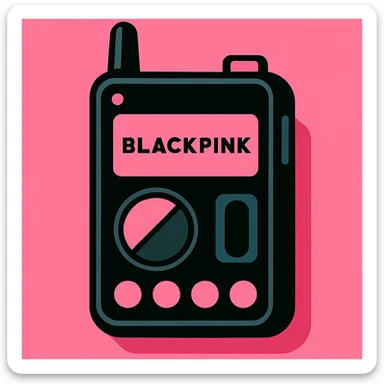 cool gadget with BLACKPINK theme, combining black and pink elements, sleek and fashionable style, vibrant toon style sticker
