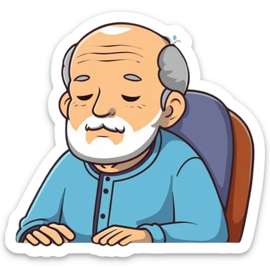 elderly grandfather in peaceful rest with stars sticker