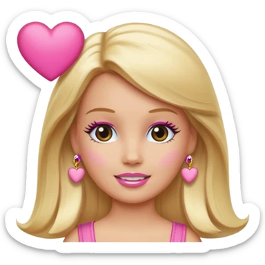 lav en barbie emoji med hjerteøjne sticker
