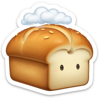 loaf of bread with steam rising, simple and bright sticker