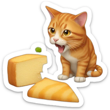 a ginger cat eating a mouse sticker