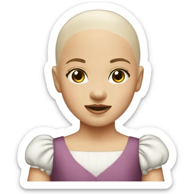 bald little girl in a dress sticker