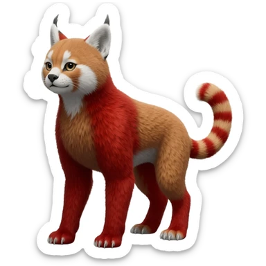 Caracal-Bobcat-Gryphon-Red-Panda-fusion-hybrid-animal-creature, full body sticker