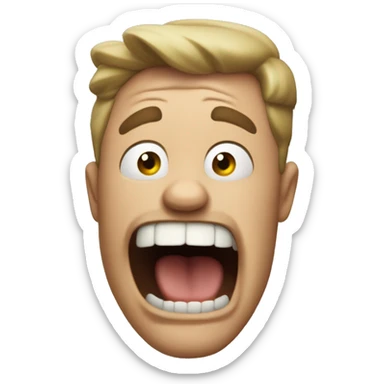 right view of mad Australian dad shouting lines coming out in his mouth sticker