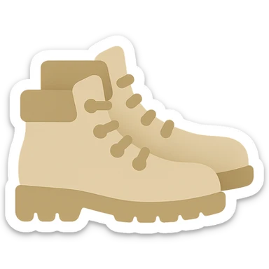 beige hiking boots, flat vector  sticker