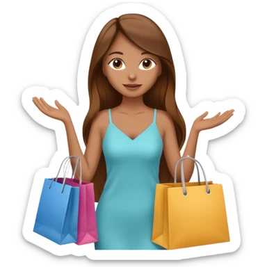 woman with brown long hair buys clothes in a store, shopping vibe sticker