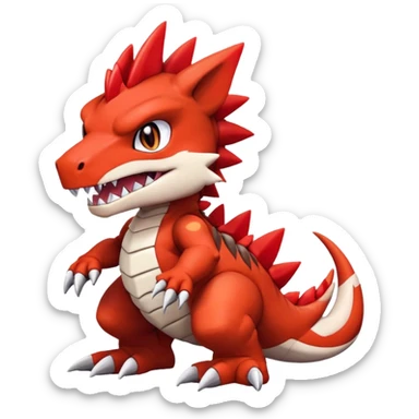 Cute Baby Chibi Digimon-Guilmon-Tyrantrum-Tyrunt-hybrid (full body) sticker