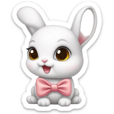 Baby bunny with coquette bow on ear sticker