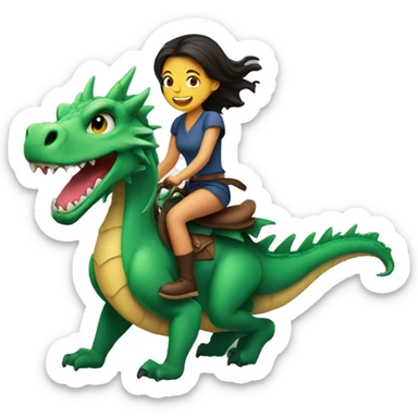 Girl riding a dragon sticker