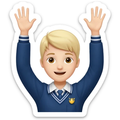 happy school student raising arms sticker