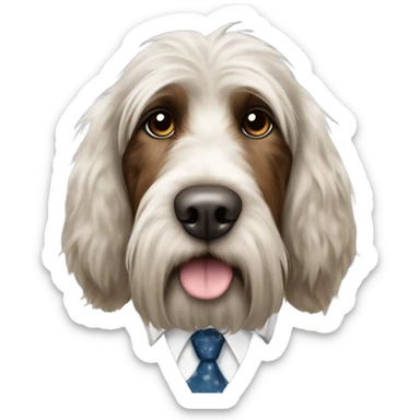 Spinone fluffy dark brown spots dog who works at an office building sticker