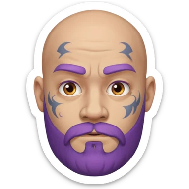 bald purple bearded man with face tattoo sticker