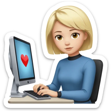 chica rubia de pelo corto jugando valorant en un ordenador  sticker