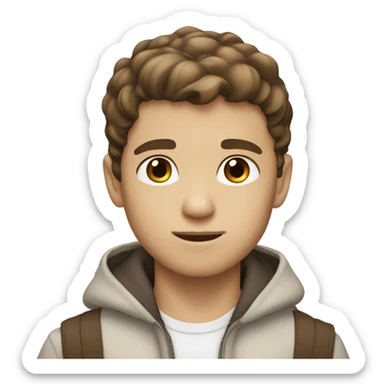 Boy with brown hair brown eyes white tan skin sticker