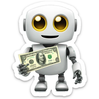 Cute robot with money sticker