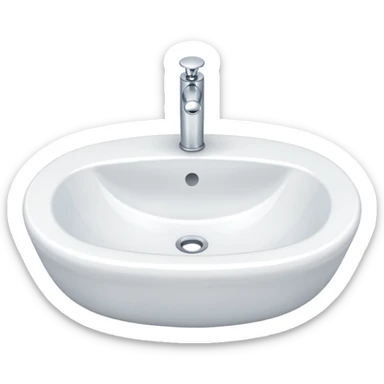 A white porcelain bathroom water sink sticker