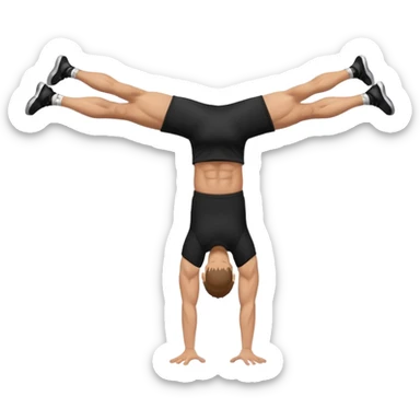 black shorts and t shirt white man one hand handstand sticker